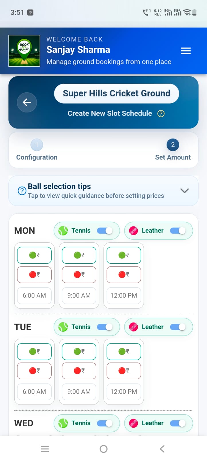 Slot schedule configuration